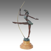 Dancer Figure Statue Pole Dance Bronze Sculpture TPE-595